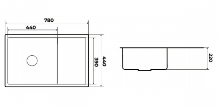 7844 Мойка Corbie silk graphit Premial  (д 780 ш 440 г 220)
