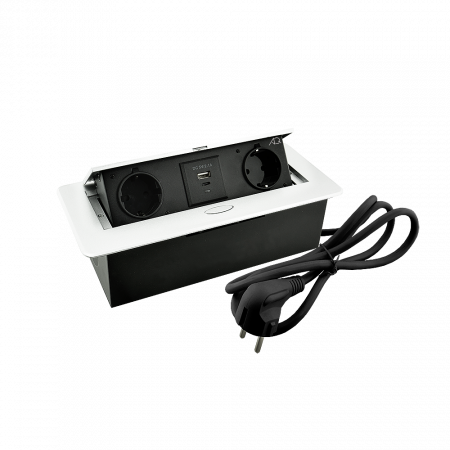 Удлинитель AQ PLUG-X H2 горизонтальный 2xSCHUKO 1xUSB А 1xUSB C белый