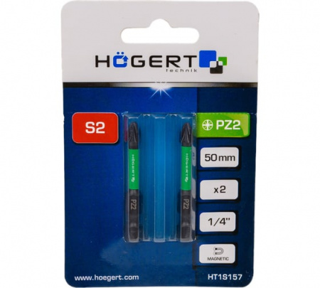 Бита ударная PZ2*50мм HOEGERT TECHNIK (2 шт) 