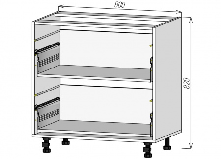 Кухонный корпус НМ2Я800х820мм (4уп)