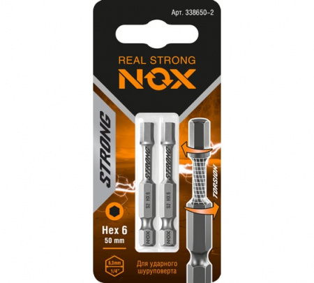 Бита торсионная HEX6х50мм NOX (2 шт)