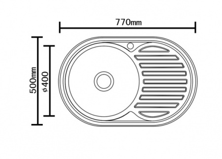 Мойка врезная овал SINKLIGHT 7750 L 0.8/180 1D, декор
