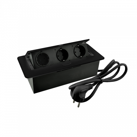 Удлинитель AQ PLUG-X H1 горизонтальный 3xSCHUKO черный